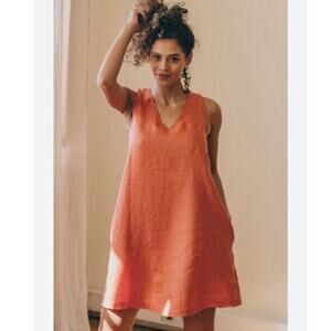 FLAX V-Neck Shift Mini Tank Dress in Koi S